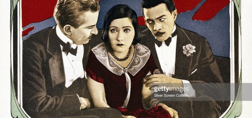 A poster for Allan Dwan's 1924 silent drama film 'Manhandled', featuring (left to right) Tom Moore, Gloria Swanson and Arthur Housman. (Photo by Silver Screen Collection/Getty Images)